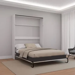 Lit escamotable queen - blanc et gris