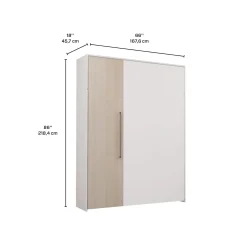 Lit escamotable queen - blanc et gris