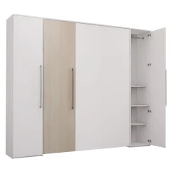 Lit escamotable queen et unités de rangement - blanc et gris