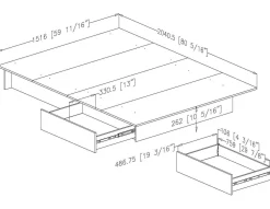 Lit plateforme double/queen avec rangement 2 tiroirs (54