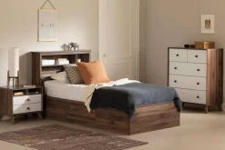 Lit simple avec rangement 3 tiroirs et tête de lit (39