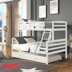 Lit superposé blanc avec lit gigogne - 39"/54"