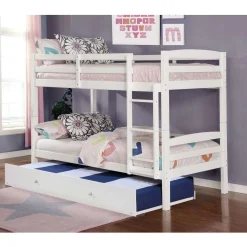 Lit superposé blanc avec lit gigogne - 39"/39"
