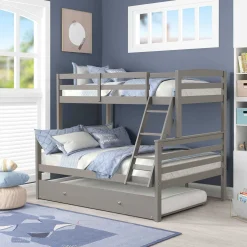 Lit superposé gris avec lit gigogne - 39"/54"