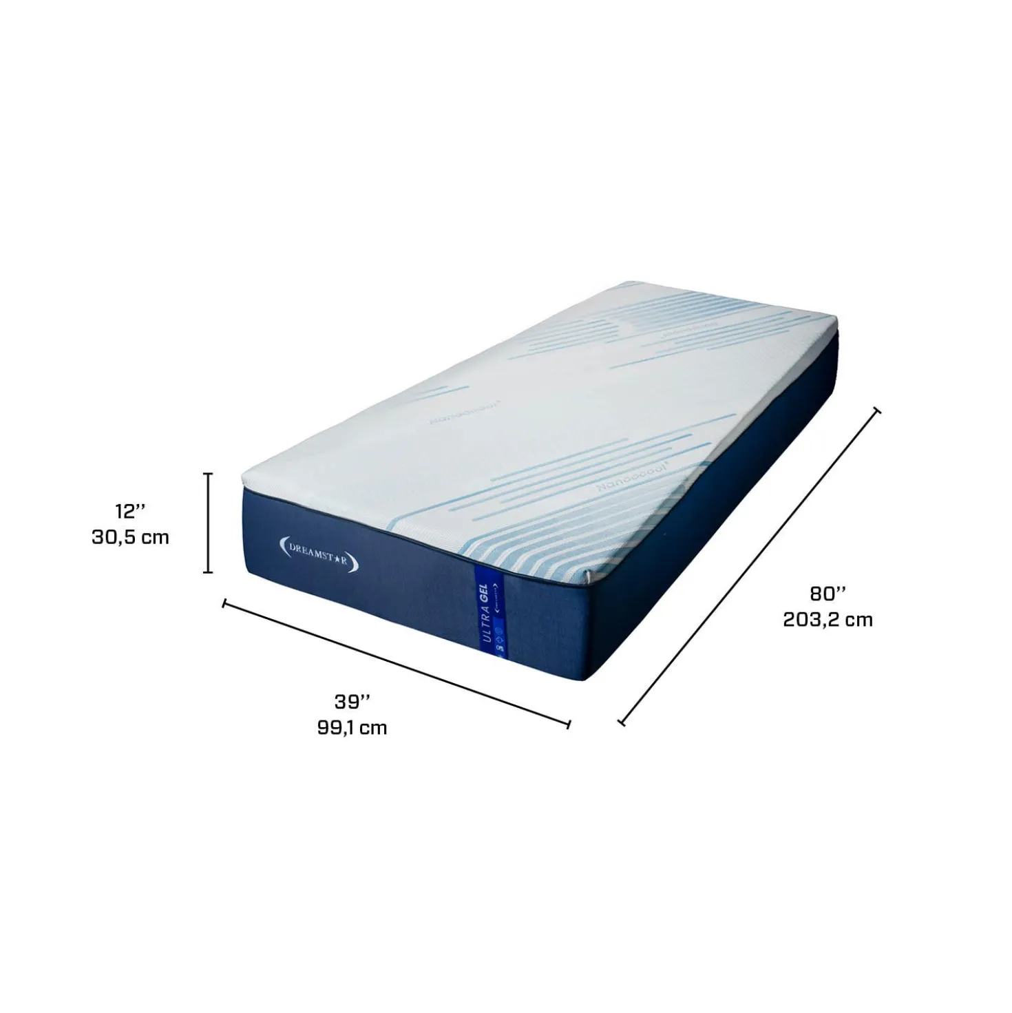 Matelas simple XLroulé semi-ferme en mousse mémoire - 39" x 80"