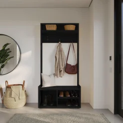 Meuble d'entrée avec rangement noir