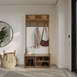 Meuble d'entrée avec rangement noyer