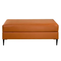 Ottoman en cuir véritable avec rangement - cognac