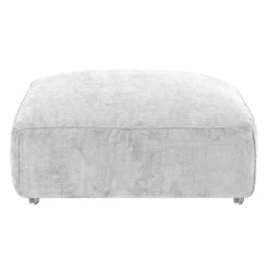Ottoman en velours texturé sur roulettes - beige