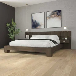 Panneaux avec 2 tables de chevet intégrées pour lits queen - taupe