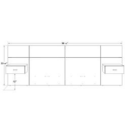Panneaux avec 2 tables de chevet intégrées pour lits queen - taupe