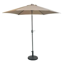 Parasol beige inclinable avec base - 9 pi