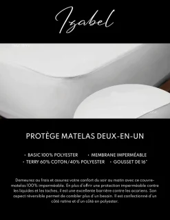 Protège-matelas imperméable et réversible à têtes séparées - queen
