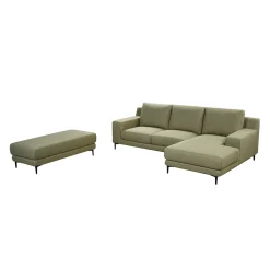 Sectionnel avec chaise longue à droite et ottoman - vert