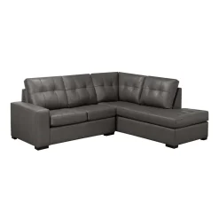 Sectionnel causeuse en cuir véritable - Chaise longue à droite