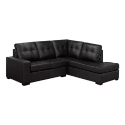 Sectionnel causeuse en cuir véritable - Chaise longue à droite
