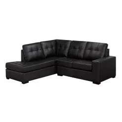 Sectionnel causeuse en cuir véritable - Chaise longue à gauche