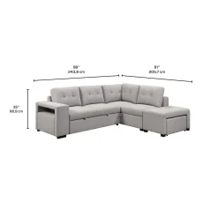 Sectionnel convertible avec chaise longue, rangement et 2 ottomans amovibles
