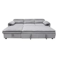 Sectionnel convertible avec chaise longue côté gauche et rangement - gris