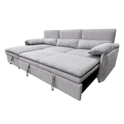 Sectionnel convertible avec chaise longue côté gauche et rangement - gris