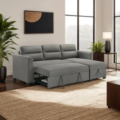 Sectionnel convertible et réversible avec rangement - gris