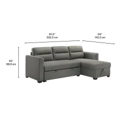 Sectionnel convertible et réversible avec rangement - gris