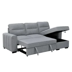 Sectionnel convertible réversible avec chaise longue et rangement