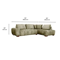 Sectionnel de style guimauve avec chaise longue à droite - sauge