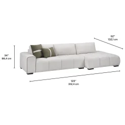 Sectionnel de style guimauve avec chaise longue à droite