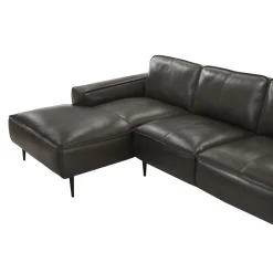 Sectionnel en cuir véritable avec chaise longue à gauche