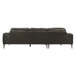 Sectionnel en cuir véritable avec chaise longue à gauche