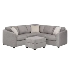 Sectionnel en tissu avec ottoman assorti