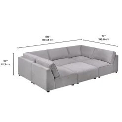 Sectionnel modulaire en U avec ottoman - 6 mcx