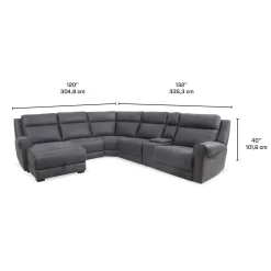 Sectionnel modulaire inclinable avec siège rabattable, chaise longue avec rangement etconsole - 6 mcx