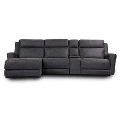 Sectionnel modulaire inclinable, chaise longue avec rangement, console avec porte-gobelets et ports USB/USB-C - 4 mcx