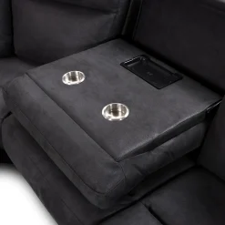 Sectionnel modulaire inclinable avec siège rabattable, chaise longue avec rangement etconsole - 6 mcx