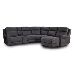 Sectionnel modulaire inclinable, sièges rabattables, chaise longue avec rangement, console avec porte-gobelets et ports USB/USB-C - 6 mcx