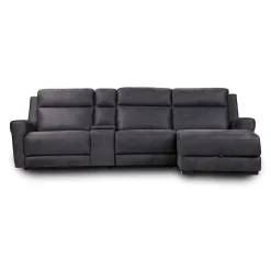 Sectionnel modulaire inclinable, chaise longue avec rangement, console avec porte-gobelets et ports USB/USB-C - 4 mcx