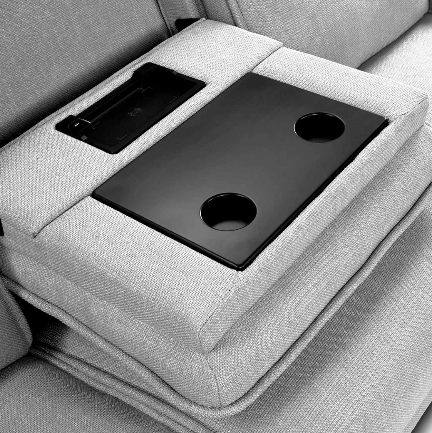 Sectionnel modulaire inclinable électrique, appuis-tête ajustables, console avec système audio et siège avec dossier rabattable - 6 mcx