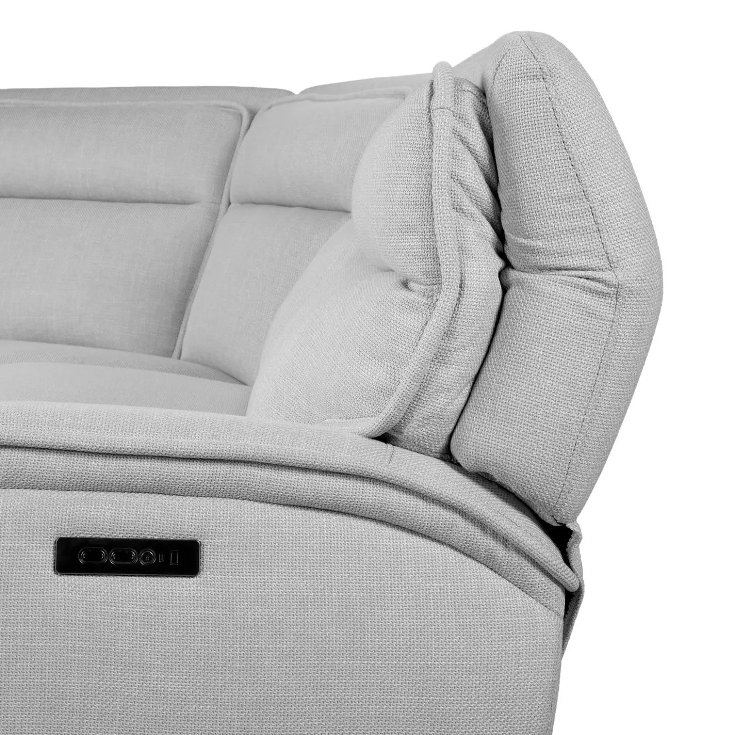 Sectionnel modulaire inclinable électrique, appuis-tête ajustables, console avec système audio et siège avec dossier rabattable - 6 mcx
