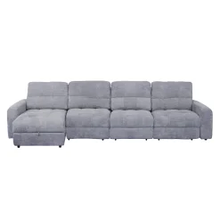 Sectionnel modulaire électrique inclinable avec 1 siège coulissant et chaise longue à gauche avec rangement - 4 mcx
