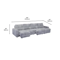 Sectionnel modulaire électrique avec 2 sièges coulissants et chaise longue droite avec rangement - 4 mcx