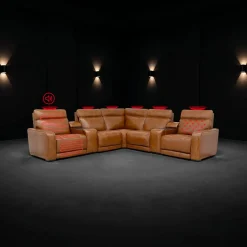 Sectionnel modulaire électrique inclinable avec 2 consoles, haut-parleurs intégrés, massage et chaleur - 7 mcx