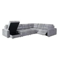 Sectionnel modulaire électrique inclinable avec 2 sièges coulissants et chaise longue à gauche avec rangement - 6 mcx