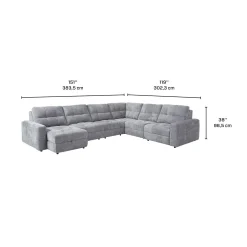 Sectionnel modulaire électrique inclinable avec 2 sièges coulissants et chaise longue à gauche avec rangement - 6 mcx