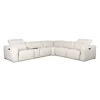 Sectionnel modulaire électrique inclinable en cuir véritable avec appui-têtes ajustables – 6 mcx