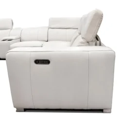 Sectionnel modulaire électrique inclinable en cuir véritable avec appui-têtes ajustables – 6 mcx