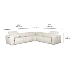 Sectionnel modulaire électrique inclinable en cuir véritable avec appui-têtes ajustables – 6 mcx