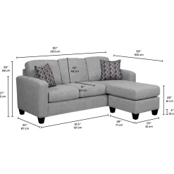 Sectionnel réversible avec chaise longue - gris