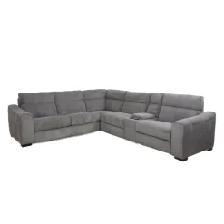 Sectionnel-lit inclinable électrique gris avec console - 6 mcx